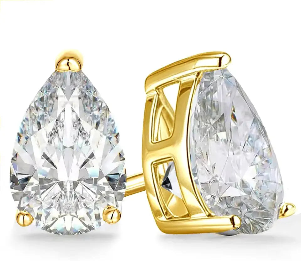 Gold-Plated Sterling Silver Moissanite Stud Earrings
