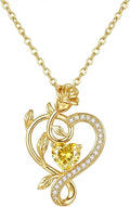 Gold-Tone Heart Floral Necklace