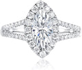 18K White Gold-Plated Sterling Silver Moissanite Engagement Ring