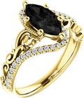 Gold-Tone Onyx Solitaire Engagement Ring