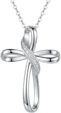 Sterling Silver Lab-Grown Diamond Cross Necklace