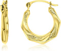 Gold-Tone Emerald-Cut Emerald Hoop Earrings