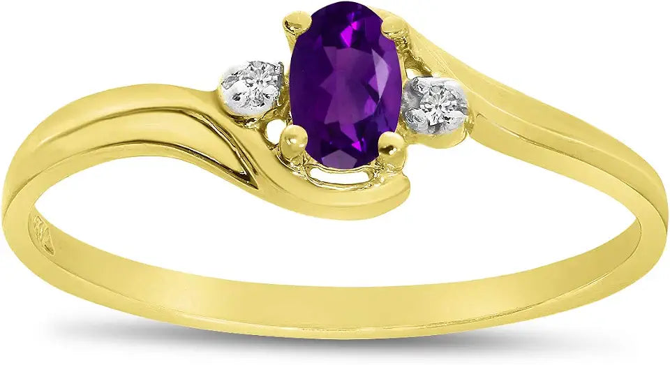 Gold-Tone Oval Amethyst Ring