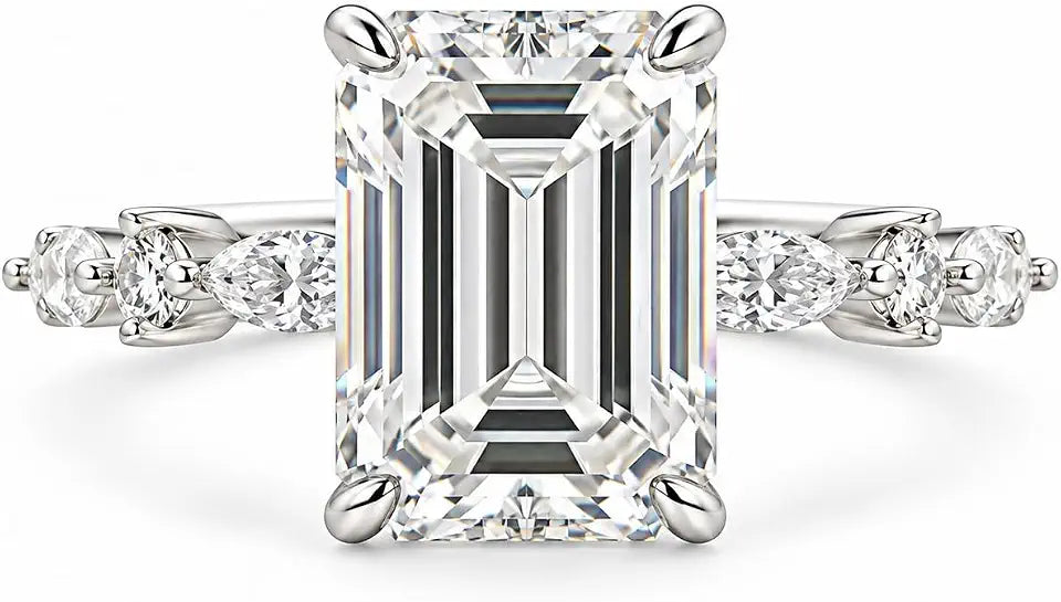 Emerald-Cut Moissanite Ring