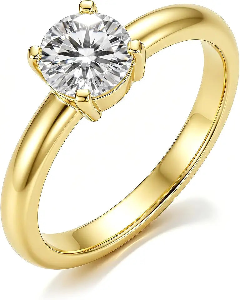 Gold-Tone Moissanite Engagement Ring