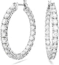 Rhodium-Plated Crystal Hoop Earrings