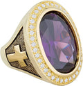 14K Gold-Plated Cubic Zirconia Cross Ring