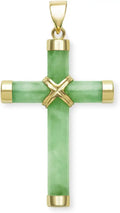 Gold-Tone Jade Cross Necklace