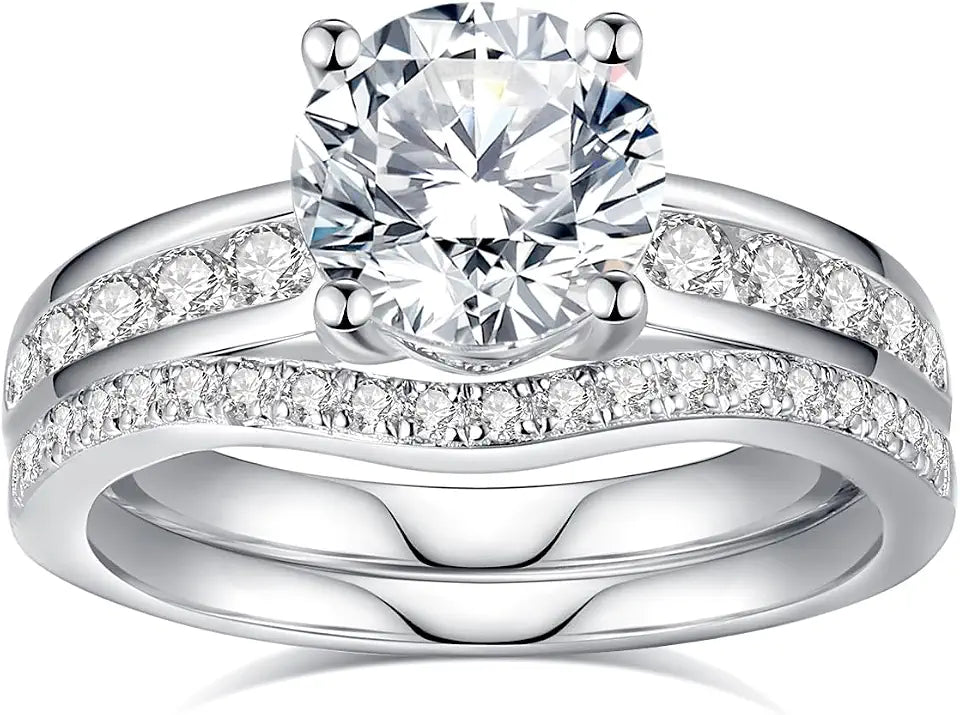 Sterling Silver Moissanite Engagement Ring