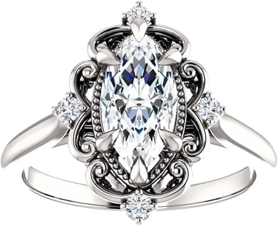 Moissanite Halo Solitaire Engagement Ring