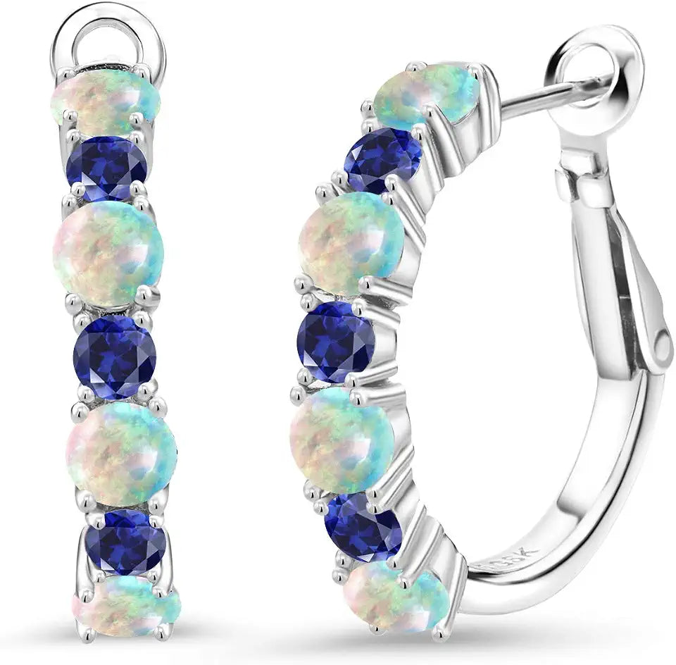 Created Sapphire Hoop Earrings