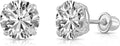 Gold-Tone Round Cubic Zirconia Stud Solitaire Earrings