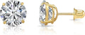 Gold-Tone Round Cubic Zirconia Stud Solitaire Earrings