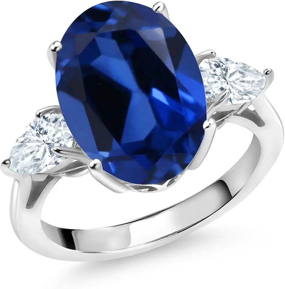 Sterling Silver Oval Moissanite Engagement Ring with Birthstone