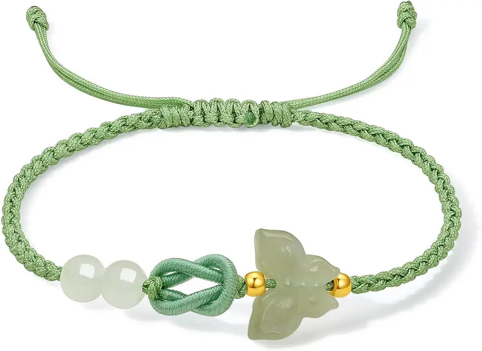 Gold-Tone Jade Butterfly Bracelet