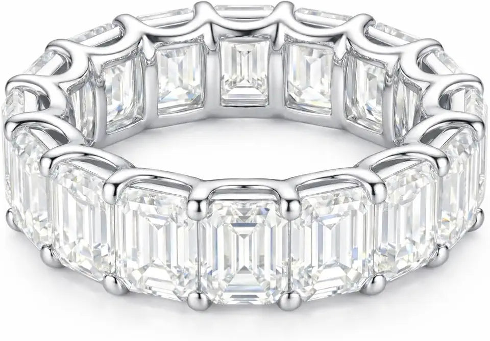 Sterling Silver Emerald-Cut Moissanite Ring