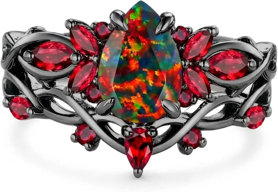 Sterling Silver Garnet Wedding Band