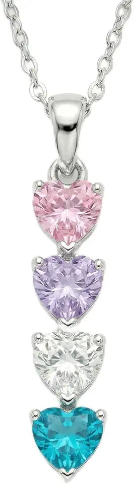 Sterling Silver Birthstone Heart Necklace