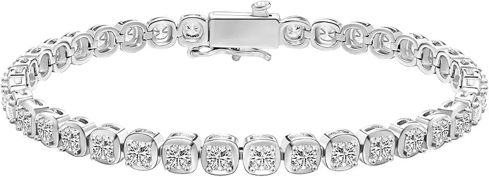18K White Gold-Plated Moissanite Tennis Bracelet
