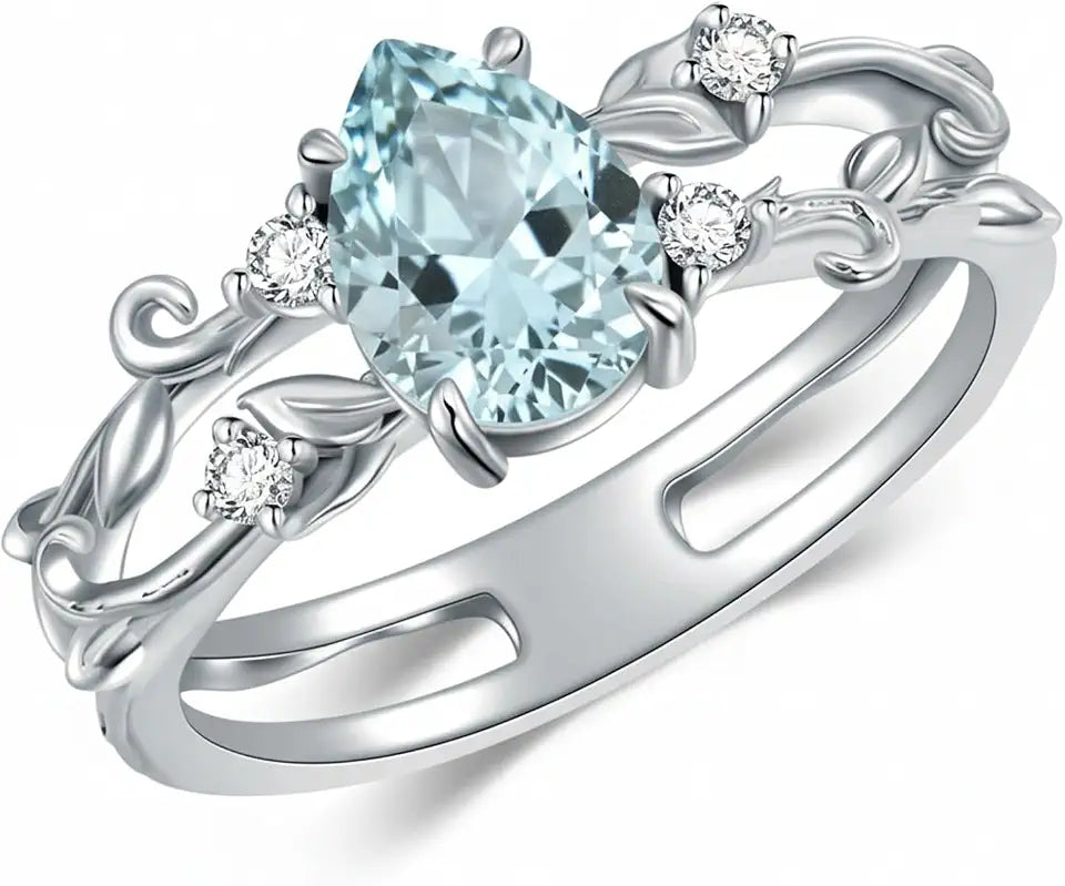 Sterling Silver Pear-Cut Birthstone Ring