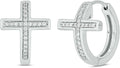 Sterling Silver Huggie Cross Earrings