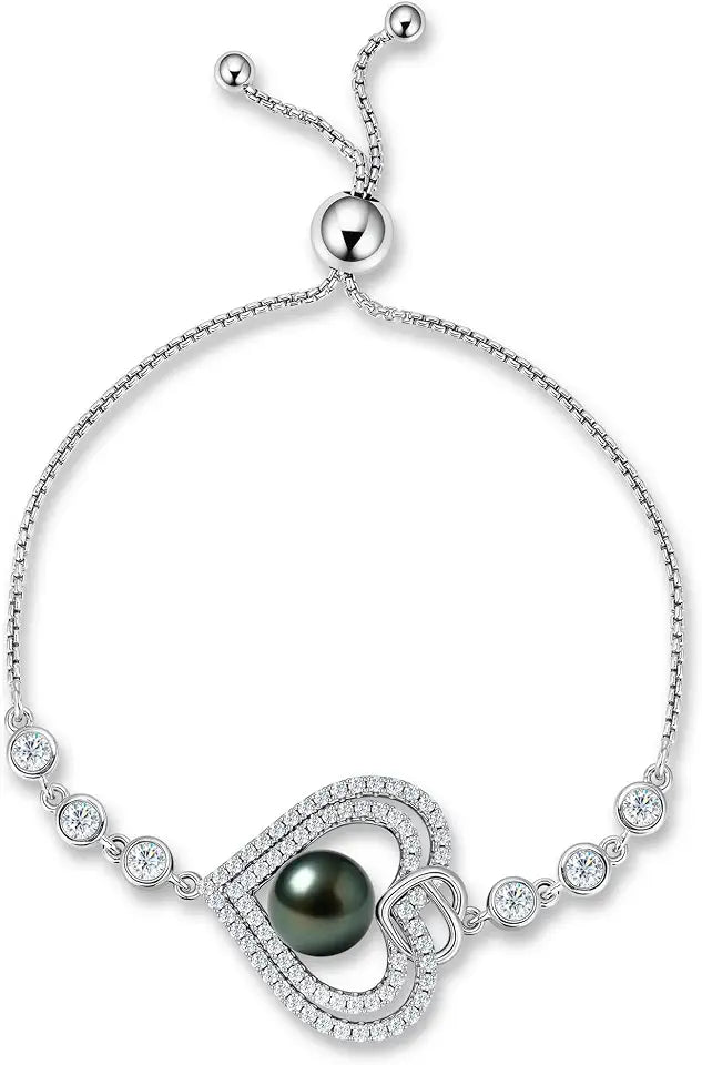 Sterling Silver Moissanite Heart Infinity Bracelet