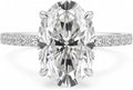 Sterling Silver Oval Moissanite Engagement Ring
