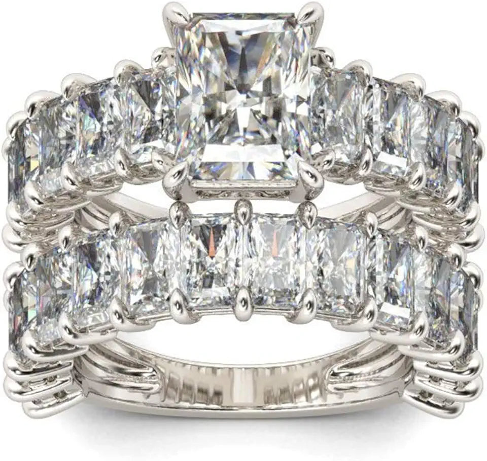 Sterling Silver Cubic Zirconia Solitaire Jewelry Set