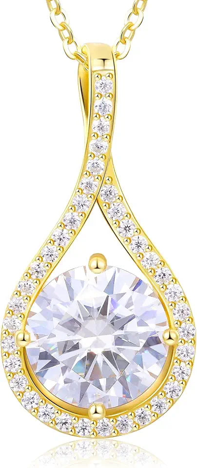 Gold-Tone Sterling Silver Moissanite Necklace