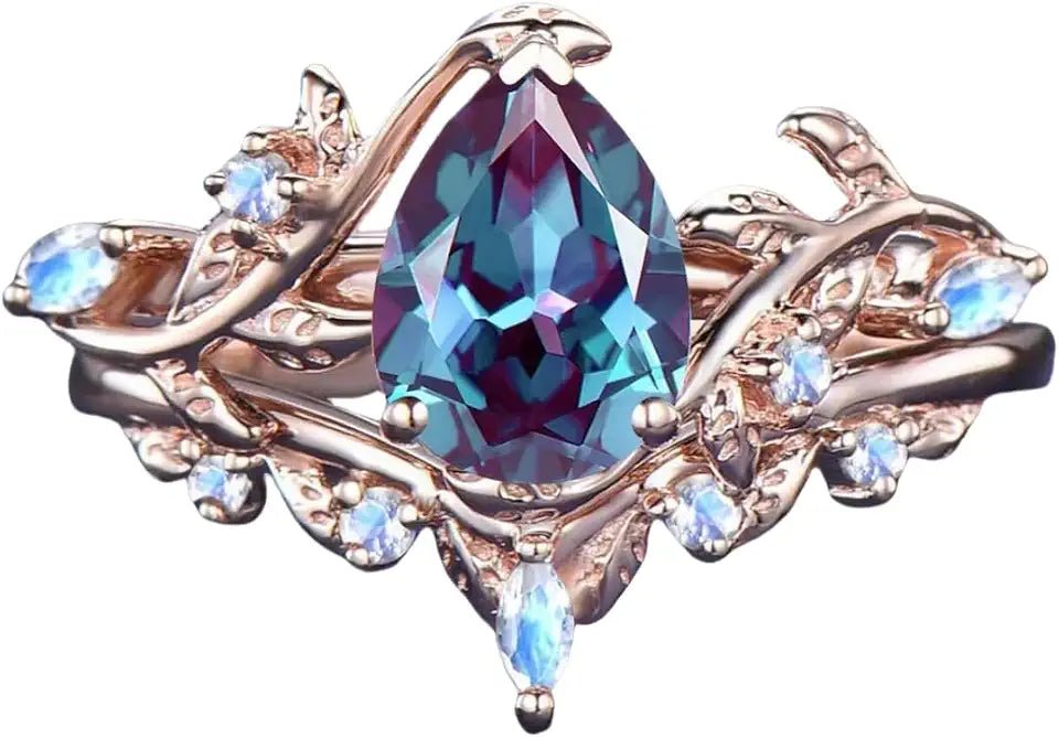 Gold-Tone Moissanite Engagement Ring