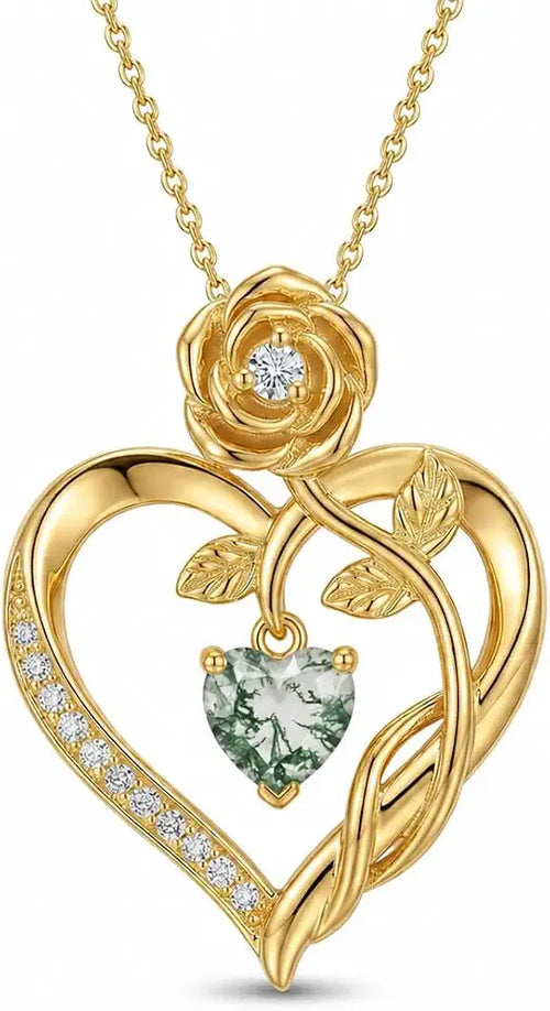 14K Gold-Plated Birthstone Heart Necklace