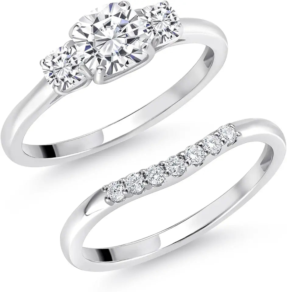 14K White Gold-Plated Sterling Silver Ring