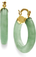 Gold-Tone Jade Hoop Earrings