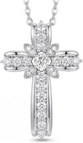 Sterling Silver Moissanite Cross Necklace