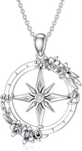 Sterling Silver Compass Floral Necklace