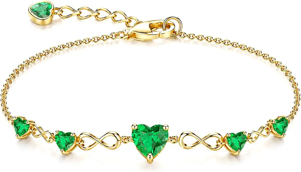 Gold-Tone Birthstone Heart Infinity Bracelet