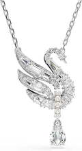 Rhodium-Plated Swan Pendant