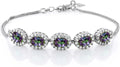 Sterling Silver Oval Birthstone Halo Bracelet