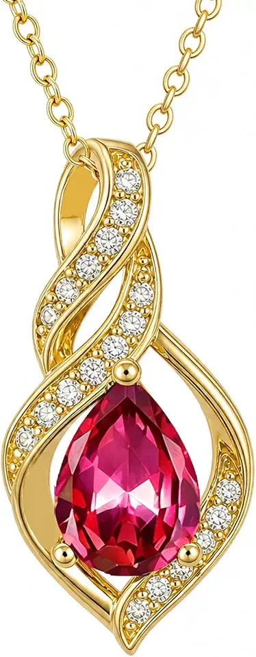 Gold-Tone Teardrop Birthstone Infinity Necklace