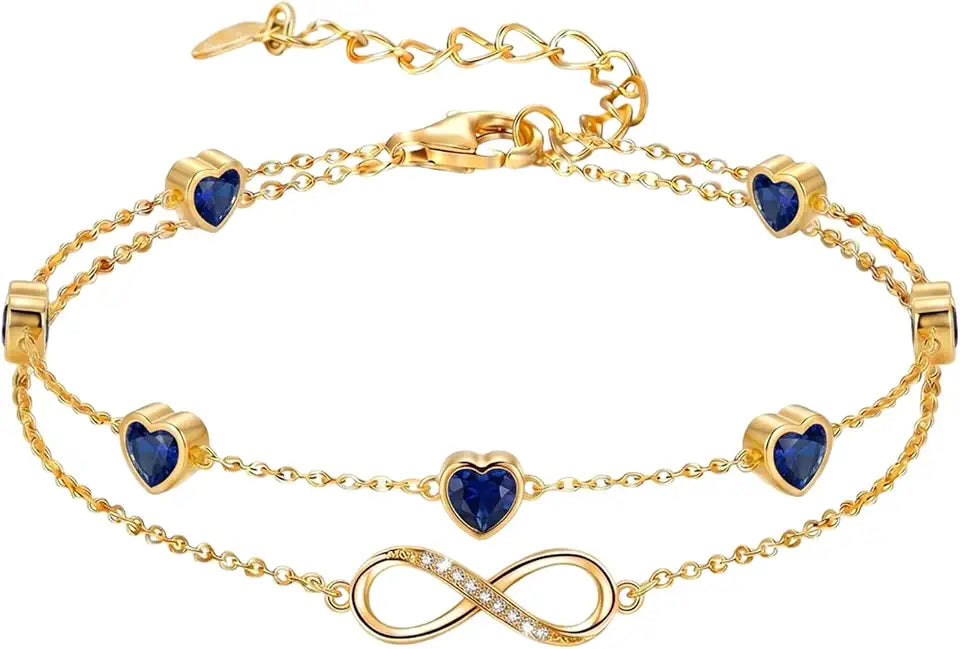 Gold-Tone Birthstone Heart Infinity Bracelet