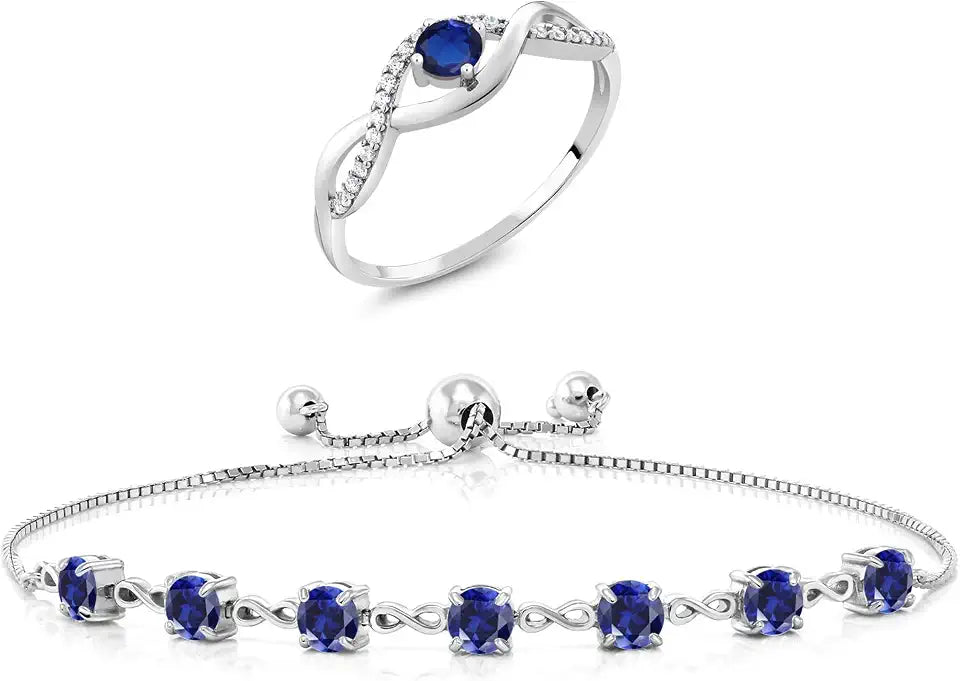 Sterling Silver Birthstone Tennis Infinity Jewelry Set