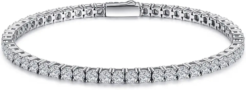Sterling Silver Moissanite Tennis Bracelet, 4MM