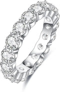 Sterling Silver Round Moissanite Wedding Band