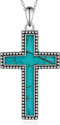 Sterling Silver Turquoise Cross Necklace