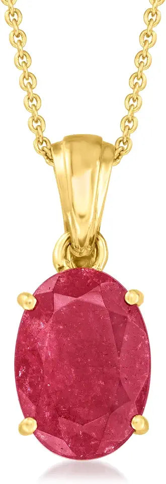 Gold-Tone Ruby Necklace, 18 inches