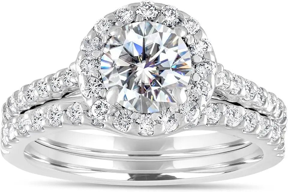 Moissanite Halo Engagement Ring