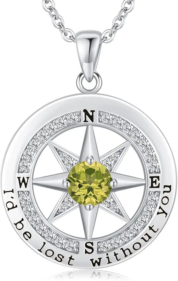 Sterling Silver Compass Necklace