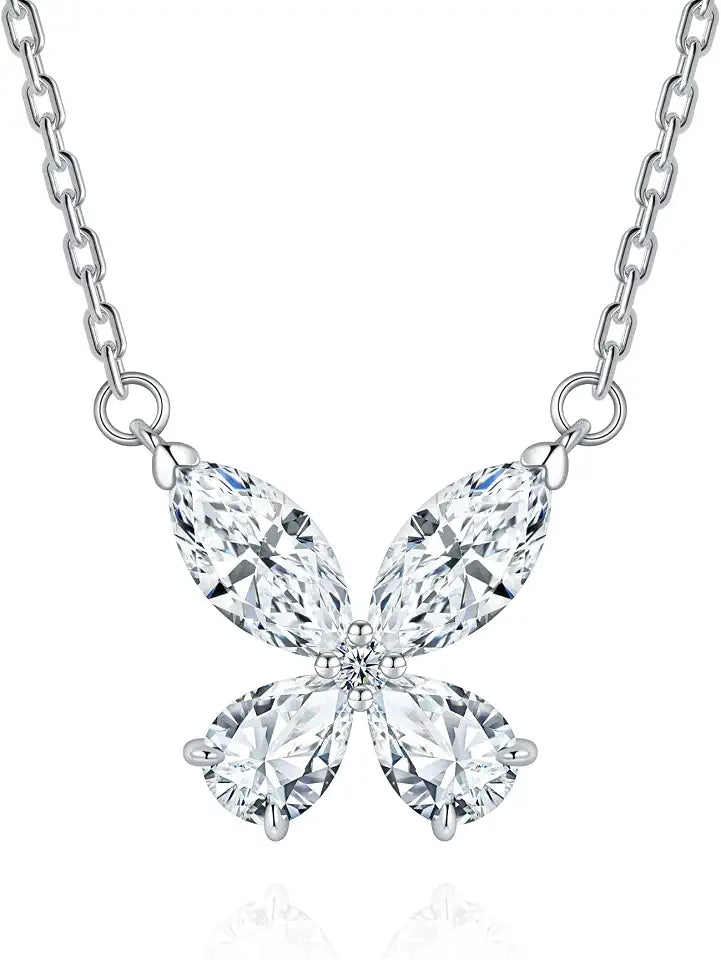 Sterling Silver Moissanite Butterfly Necklace