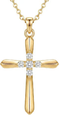 Gold-Tone Lab-Grown Diamond Cross Necklace