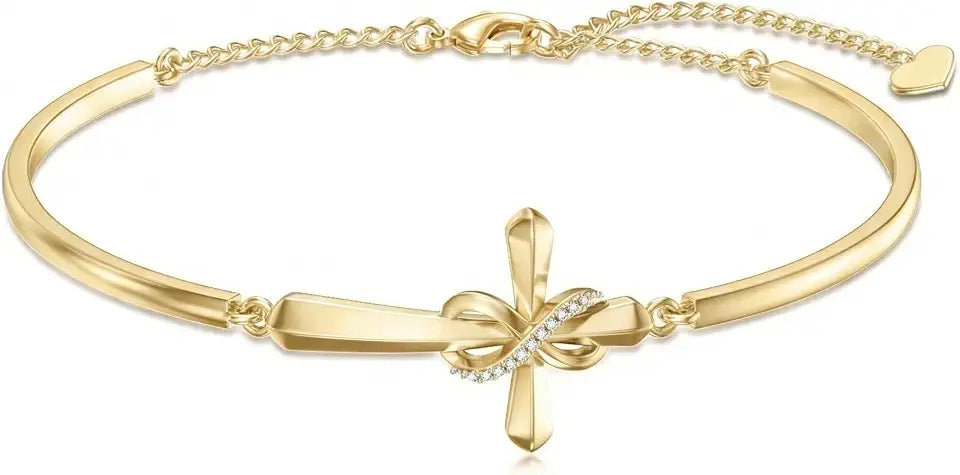 Sterling Silver Infinity Cross Bracelet
